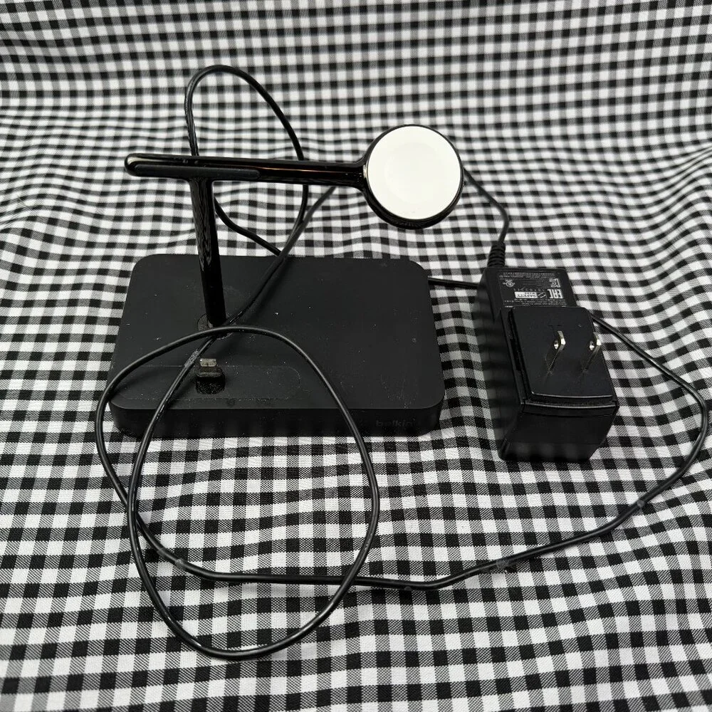 Belkin Apple Watch + iPhone Charging Dock Stand Black Model F8J183 Power Adapter
